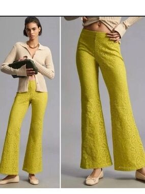 Anthropologie lace flare pants